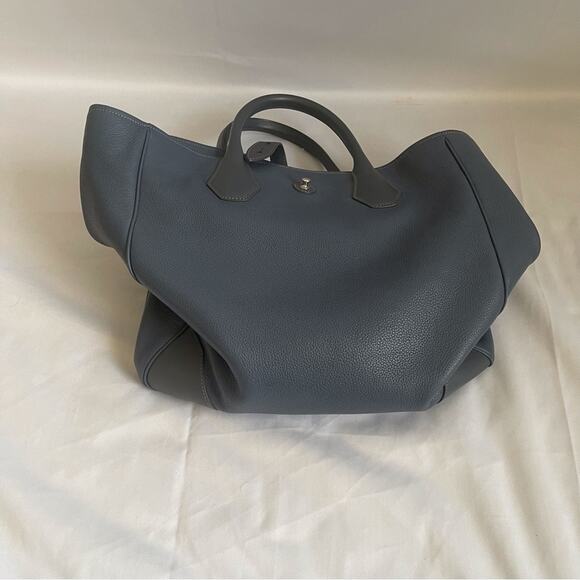 Dunhill Boston Tote Blue Leather Top Handle Work School Business Bag Tote - Picture 11 of 16